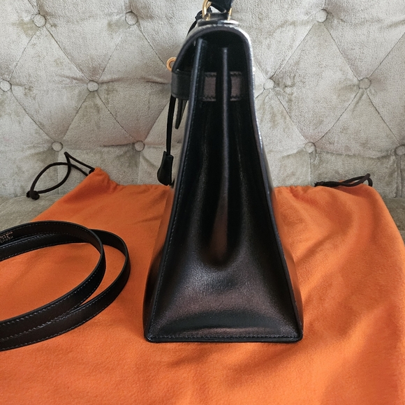 (Sold)Authentic Vintage Hermes Kelly 28 in black Box calf leather Sellier - Picture 8 of 15